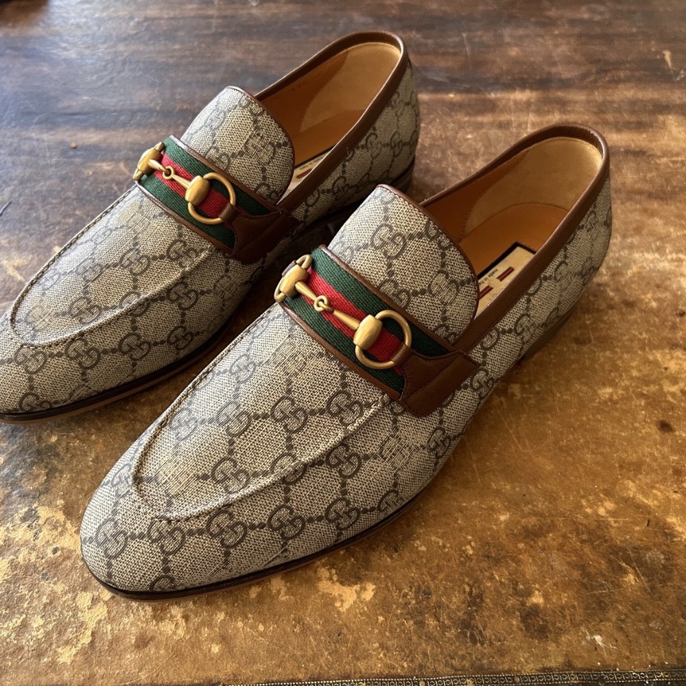 GUCCI Men's GG Supreme Horsebit Loafer Size 10 (US) Beige NIB 759648 FACIQ 9756 - Picture 8 of 11